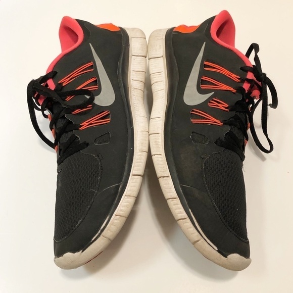 Nike Free 5.0 running shoes sneakers. Black & neon orange. Men's size 13 - Picture 3 of 12